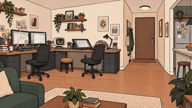 The cozy apartment home studio from Prompt Fatigue